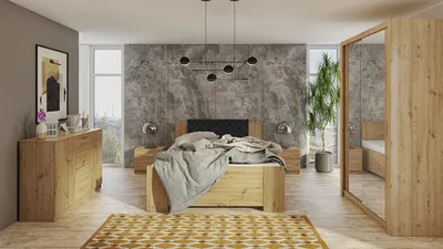Obrázok produktu pre Spálňová zostava s posteľou 160x200 CORTLAND 1 - dub artisan / čierna
