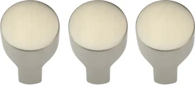 Immagine prodotto di Natural Goods Berlin Maniglia per mobili KNOB, pomello per mobili, maniglia per armadi, pomello per cassetti e porte, aspetto acciaio inox, 3 pezzi