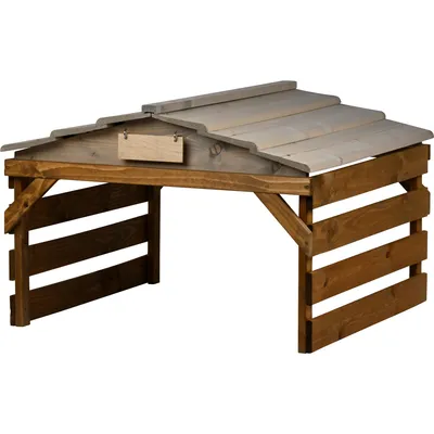 Produktbild von dobar Mährobotergarage mit abnehmbarem Dach, Unterstand für Automower, 78,5x74x52,5 cm, Fichte, Grau/Braun