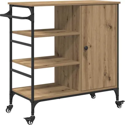 A kitchen trolley with shelves and a cabinet, shown against a white background.