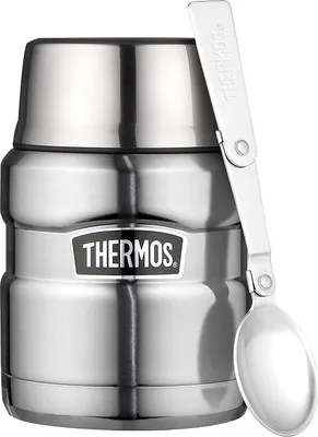 Produktbild von THERMOS Speisegefäß Stainless King, Edelstahl mattiert 0,47 l, hält 9 Stunden heiß, integrierter Löffel, spülmaschinenfest, absolut dicht, BPA-Frei - 4001.205.047