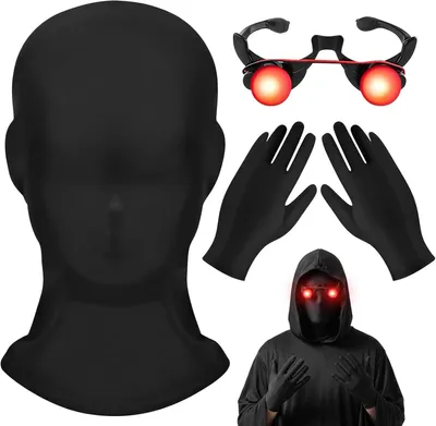 Produktbild von Halloween Sensenmann Maske, leuchtende rote Augen, Einheitsgröße, für Kostümpartys
