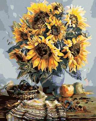 Produktbild von Diamondi - Diamond painting - SONNENBLUMENSTRAUß IN HERBSTSTIMMUNG, 40X50 cm, mit Keilrahmen (bereits gespannt)