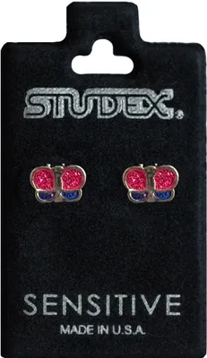 Produktbild von Chirurgenstahl Ohrstecker Glitterline mit Schmetterling Studex Sensitive