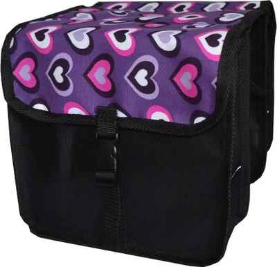 Produktbild von Kinder Fahrradtasche Doppeltasche – Satteltasche für 14-20 Zoll Kinderfahrrad – Gepäckträgertasche, wasserabweisend & leicht 6. Mini - Herz