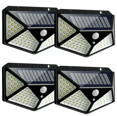 Produktbild von Solarleuchten für den Außenbereich [100 LEDs/3 Betriebsmodi], kabellose Solar-Sicherheitsleuchten mit Bewegungsmelder, IP65 wasserdicht, solarbetrieben für Garten, Zaun, Terrasse, Garage und Deck