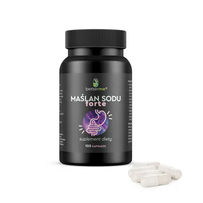 Zdjęcie produktu dla Maślan Sodu Forte 770mg 100 Kapsułek Kwas Masłowy Zdrowe Jelita BetterMe
