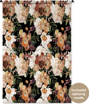 Produktbild von MuchoWow® Wandteppich Wandbehang Blumen - Rosen - Pastell 120x180 cm Tapisserie Dekoration Wandtuch - Schlafzimmer - Dekorationen für das Haus