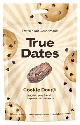 Obrázek produktu pro True Gum True Dates Keksteig, 338 kcal, 1428 kJ, 2,7 g, 3,5 g, 67 g, 0,13 g
