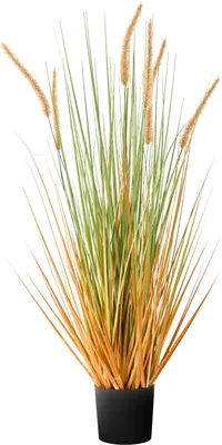 Produktbild von BELIANI Deko Kunstgras Grün / Orange aus Kunststoff 90 cm mit Blumentopf Kunstpflanze Dekopflanze Künstliche Pflanze Schilf Pampasgras Dekoration