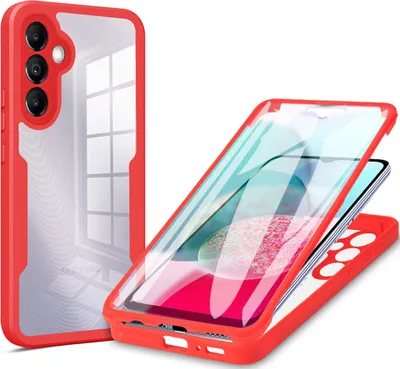 Produktbild von Galaxy A14 5G Schutzhülle, Eingebautem Displayschutz 360 Grad Komplettschutz Handyhülle für Samsung Galaxy A14 5G Rot