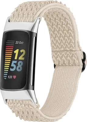 Productafbeelding van imoshion Elastisch nylon bandje voor de Fitbit Charge 5 - Beige