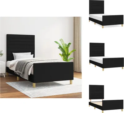 Immagine prodotto di vidaXL Struttura letto con testiera in tessuto nero 100x200 cm - Letti e strutture letto