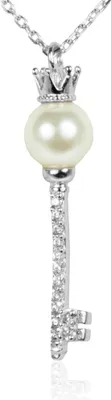 Image de LUISIA Collier filigrane pour femme avec perles en strass - Bijoux en argent 925 avec pendentif en zirconium