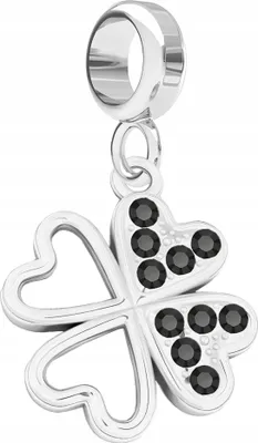 Immagine prodotto di Ciondolo quadrifoglio in argento con zirconi neri Argento 925