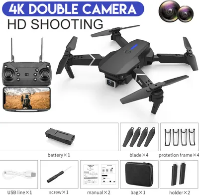 Produktbild von LS-E525 Drone 4k RC Quadcopter Faltbares Spielzeug mit Kamera HD 4K WIFi FPV Drohnen One Click Back Mini Zweischeiben-Lagerverpackung schwarz