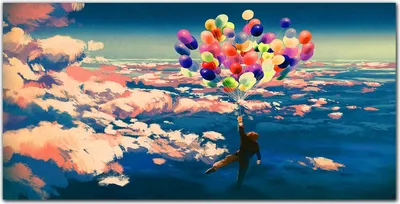 Produktbild von Coloray Küchenrückwand 120x60 Spritzschutz aus Glas - Himmel Luftballons