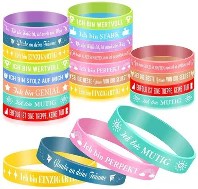 Produktbild von Silikonarmbänder 24er Set - Inspirierende Sätze - Für Kinder und Erwachsene