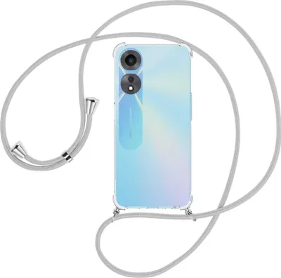 Produktbild von Handykette Backcover-Schutzhülle mit Band (Metall silberfarben) für Oppo A58 5G, Oppo A78 5G (6.56'') - silbergrau