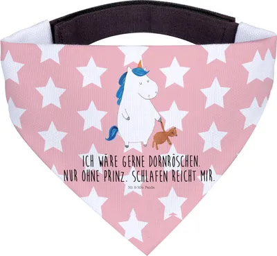 Produktbild von Mr. & Mrs. Panda Tuch Einhorn Teddy - Rot Pastell - Geschenk, Unicorn, Halstuch Hund, Einhörner, Gute Nacht, Bett, Für Hunde, Freundin, Hundehalstuch