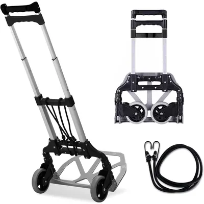 Immagine prodotto di Carrello pieghevole in alluminio - Carrello per trasporto - 75 kg - 3 kg - Ruote TPR