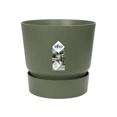 Produktbild von Pflanztopf Elho Greenville Kunststoff Ø 25 cm H 23,3 cm laubgrün inkl. Untersetzer