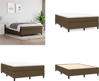Image de vidaXL Lit à sommier tapissier brun foncé 140x190 cm tissu - Lit à sommier tapissier - Lits à sommier tapissier - Lit - Mobilier de chambre à coucher