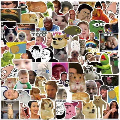 Zdjęcie produktu dla Zestaw naklejek meme 100 sztuk, 5-8 cm, PVC winyl, wodoodporne, na laptop