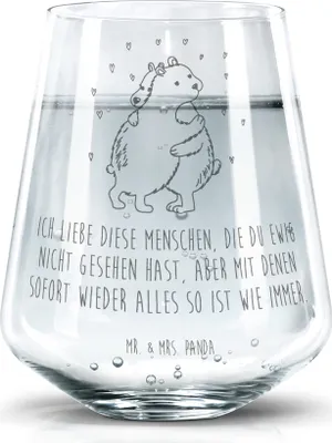 Produktbild von Mr. & Mrs. Panda Wasserglas Eisbär Umarmen - Transparent - Geschenk, getränkebecher, Lustige Sprüche, Glasbecher, Tumbler Glas, Becherglas