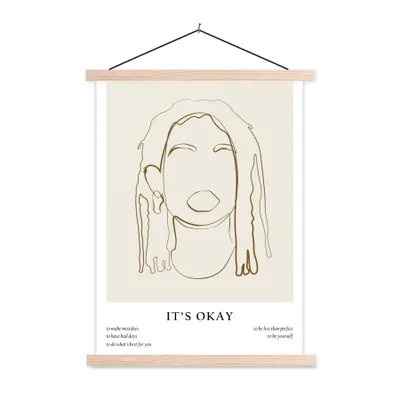Produktbild von MuchoWow® Textilposter Frauen - Text - Strichzeichnungen - Zitate 40x53 cm mit holzfarbenen Rahmen - Schlafzimmer