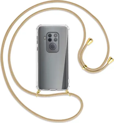 Produktbild von Handykette Backcover-Schutzhülle mit Band (Metall goldfarben) für Motorola One Zoom, One Pro - caramel