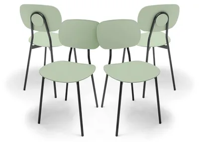 Image de Fabriano - Lot de 4 chaises design en métal et PP, style moderne, couleur élégante vert