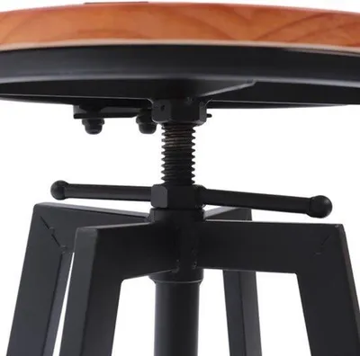 Image de Ensemble de 2 tabourets de bar - Style industriel - Réglables en hauteur - Métal et bois - Pour cuisine et bar