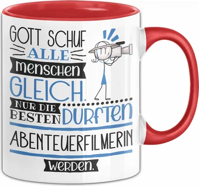 Produktbild von Abenteuerfilmerin Geschenk Becher Tasse Gott Schuf Alle Menschen Gleich Nur Die Besten Durfeten Abenteuerfilmerin Werden Geschenkidee Lustig (Rot)