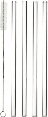 Produktbild von Hit Glas-Trinkhalme inkl. Reinigungsbürste 20 cm 4 Stück