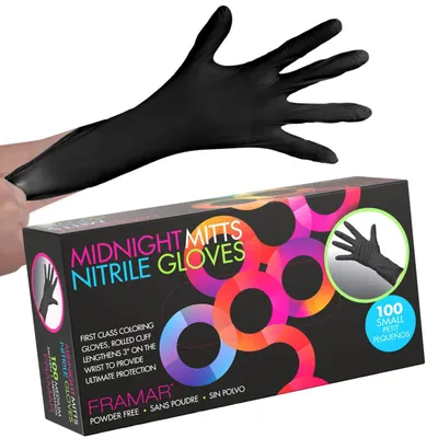 Zdjęcie produktu dla Rękawiczki jednorazowe FRAMAR, czarne, nitrylowe, rozmiar S, 100 sztuk