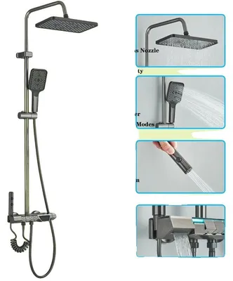 Produktbild von Duscharmatur Set, 4 Funktionen, Intelligente digitale Anzeige, Graues Farbmodell A