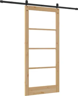 Immagine prodotto di vidaXL Porta scorrevole ORKDAL, 93 x 202 cm, legno massello di pino e vetro, finitura naturale