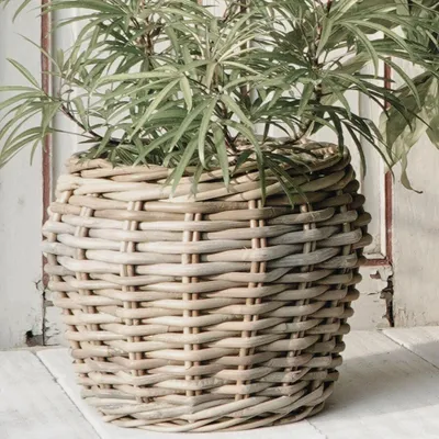 Produktbild von Natur Rattankorb GINI Natural Grey ca.42x35cm Pflanzkorb Übertopf