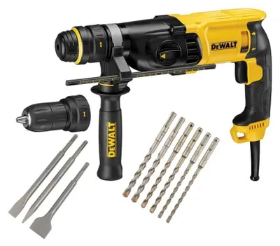 Immagine prodotto di Trapano a percussione combinato Dewalt SDS Plus da 2 kg + set scalpello e trapano D25134KP