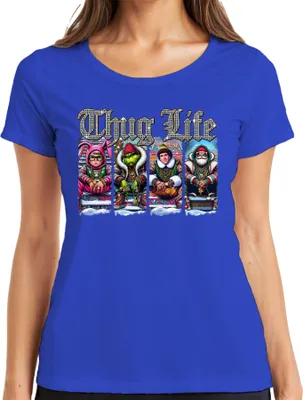 Produktbild von Thug Life Buddy der Elf Grinch - Weihnachten Christmas Xmas Damen T-Shirt, Blau, 3XL