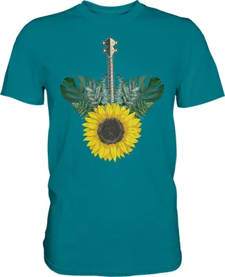 Produktbild von Ukulele Sonnenblumen T-Shirt Garten Hawaii Motiv Gärtner Geschenk – Diva Blue / S