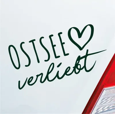 Produktbild von Auto Aufkleber Ostsee verliebt Herz See Osten East Liebe Car 19x10 cm Dunkelgrün Sticker Heckscheibenaufkleber