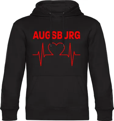 Produktbild von multifanshop Kapuzen Sweatshirt - Augsburg - Herzschlag, schwarz, Größe 3XL