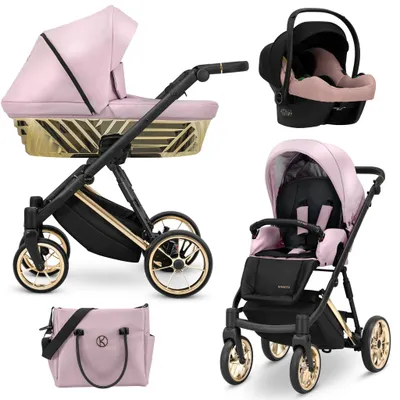 Image de Poussette Kunert Ivento Glam 3 en 1 en , rose métallisé avec cadre doré