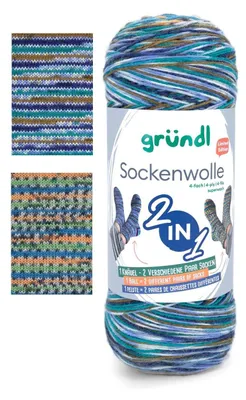 Produktbild von Gründl 2-in-1 Sockenwolle 75% Schurwolle/25% Polyamid 200g/840 m für 2 Paar Socken 06