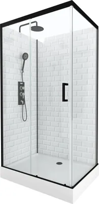 Image de Cabine de douche rectangle 80x110x230cm à motif carreaux de métro - UNDERGROUND RECTANGLE 110