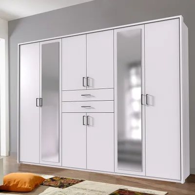 Produktbild von Kleiderschrank 273cm in weiß DUNBAR-43, inkl. Passepartout