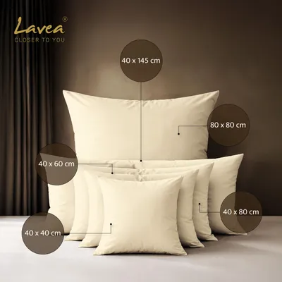 Zdjęcie produktu dla Zestaw 2 poszewek na poduszki Lavea®, 40x60 cm, 100% bawełna – Miękkie, pluszowe poszewki z zamkiem błyskawicznym, idealne jako poszewki na poduszki, seria Jasmin – kolor kremowy