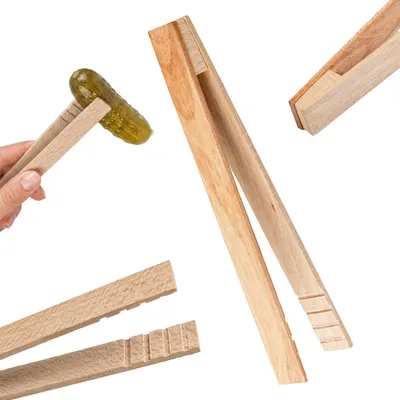 Zdjęcie produktu dla SUPERBUTELKI - 1x Szczypce do grilla, kapusty, gotowania, do ogórków kiszonych - 17 cm drewniane